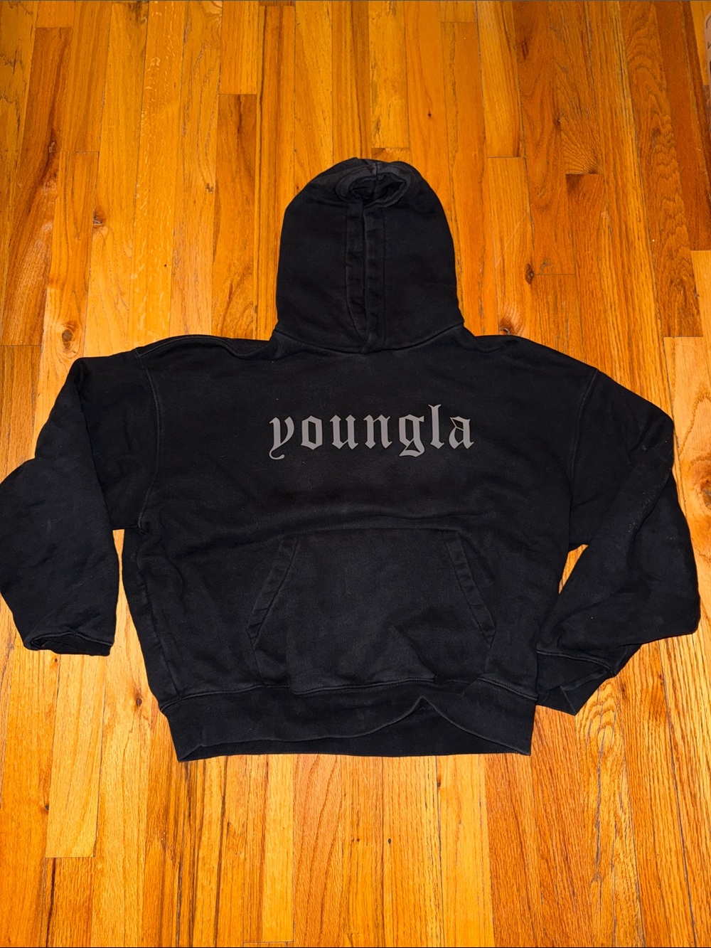 YoungLA Black Hoodie with Gray Logo
